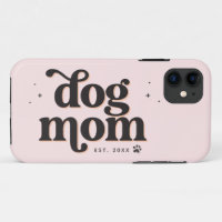 Best Dog Mum Trendy Retro Typography and Pawprint