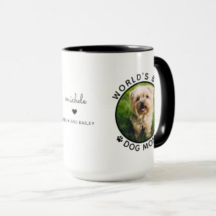 Best Dog Mum Two Photo Modern Typography Mug