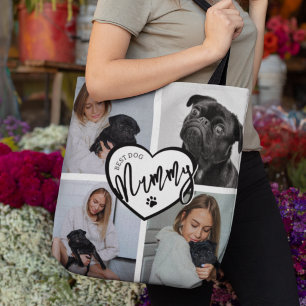 Best Dog Mummy 4 Photo Collage Personalised Tote Bag