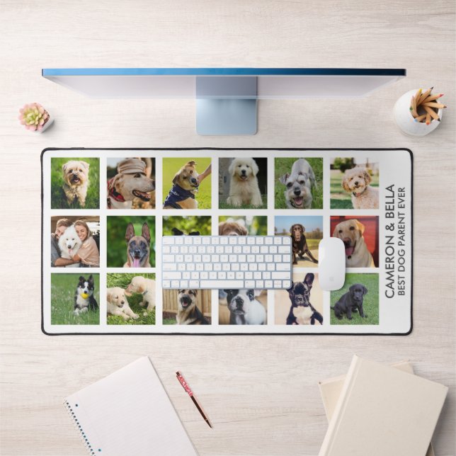 Best Dog Parent, Dog Lover Photo Collage Custom Desk Mat (Office 1)