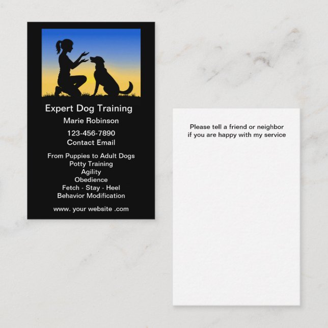 Best Dog Training Canine Instructor  Business Card (Front/Back)
