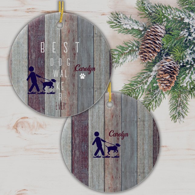 Best Dog Walker Ever Christmas Gift Ornament (Show your Favorite Dog Walker how thankful you are for their hard work, with this custom ornament!)
