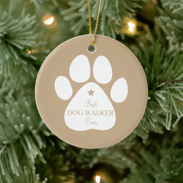 Best Dog Walker Ever, Paw Print Ceramic Ornament (Tree)