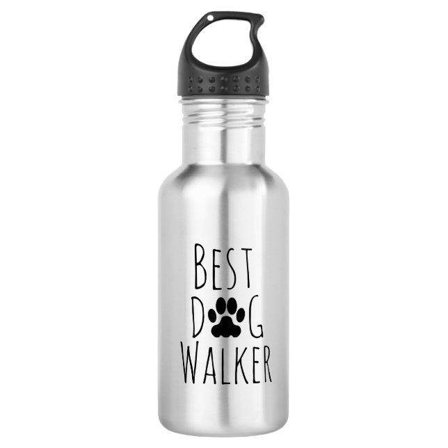 'Best Dog Walker' Playful Paw Print Pet Caregiver  532 Ml Water Bottle (Front)