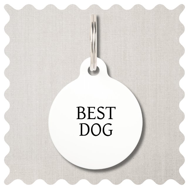 Best Dog Wedding Pet ID Tag (Modern Best Dog Wedding Pet ID Tag in White & Black. )