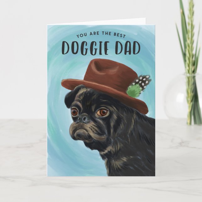 Best Doggie Dad Cute Pug Father's Day Card (Front)