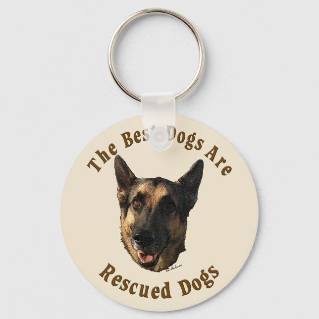 Best Dogs Are Rescued - German Shepherd Dog Key Ring (Front)