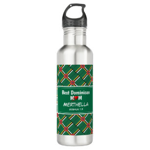 BEST DOMINICAN MOM Dominica Flag Personalised 710 Ml Water Bottle