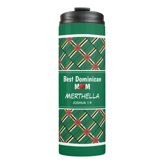 BEST DOMINICAN MOM Patriotic Personalised Thermal Tumbler (Front)