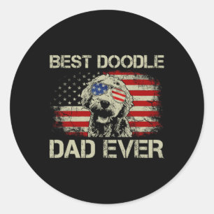 Best Doodle Dad Ever Goldendoodle 4th Of July Gift Classic Round Sticker
