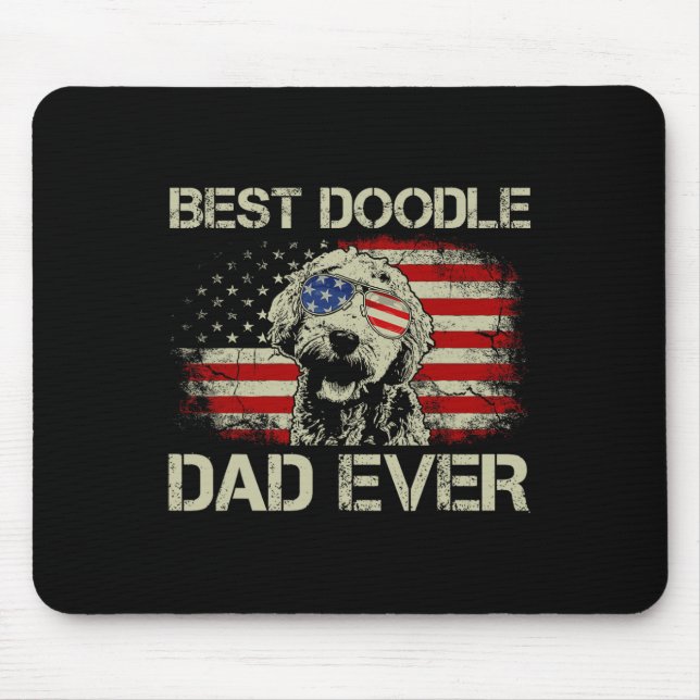Best Doodle Dad Ever Goldendoodle 4th Of July Gift Mouse Mat (Front)