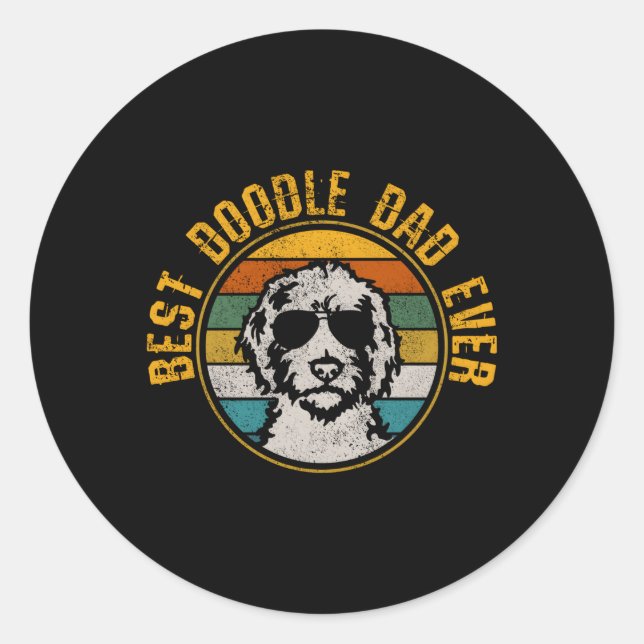 Best Doodle Dad Ever Goldendoodle Golden Doodle Classic Round Sticker (Front)
