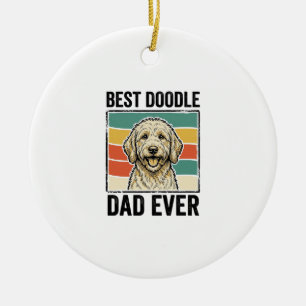 Best Doodle Dad Ever Vintage Dog Shirt Design_1 Ceramic Tree Decoration
