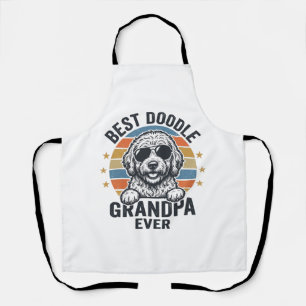 Best Doodle Grandpa Ever Vintage Dog Shirt Design_ Apron