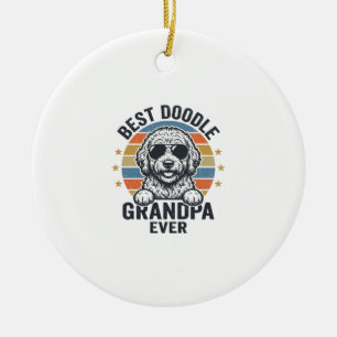 Best Doodle Grandpa Ever Vintage Dog Shirt Design_ Ceramic Tree Decoration