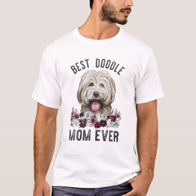 Best Doodle Mum Ever Floral Dog Mama Bordoodle T-Shirt (Front)