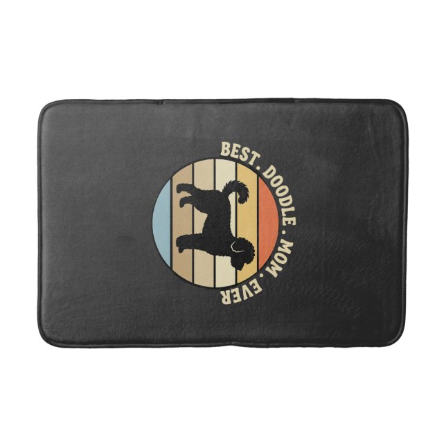 Best Doodle Mum Ever Retro Dog Bath Mat (Front)