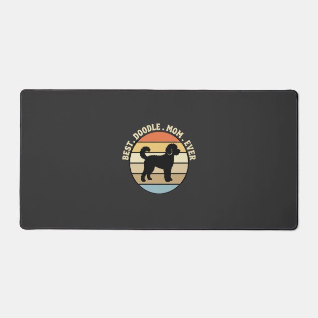 Best Doodle Mum Ever Retro Dog Desk Mat (Front)