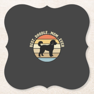 Best Doodle Mum Ever Retro Dog Paper Coaster
