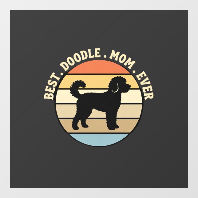Best Doodle Mum Ever Retro Dog Window Cling (Sheet)