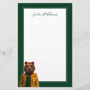 Best Dressed Bear Add Your Name Stationery
