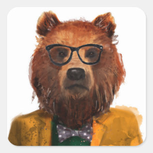 Best Dressed Bear Square Sticker