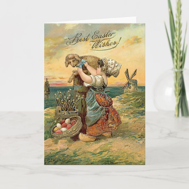 Best Easter Wishes Dutch Girl Holiday Card (Front)
