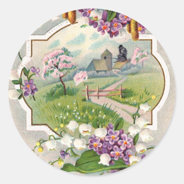 Best Easter Wishes Vintage Classic Round Sticker (Front)
