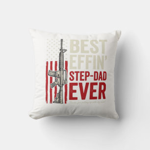 Best Effin Step-Dad Ever Patriotic Vintage Vector_ Cushion