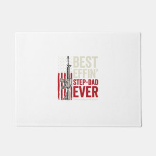 Best Effin Step-Dad Ever Patriotic Vintage Vector_ Doormat