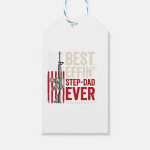 Best Effin Step-Dad Ever Patriotic Vintage Vector_ Gift Tags