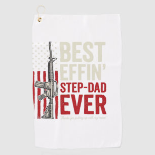 Best Effin Step-Dad Ever Patriotic Vintage Vector_ Golf Towel