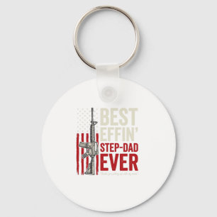 Best Effin Step-Dad Ever Patriotic Vintage Vector_ Key Ring