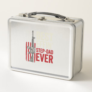 Best Effin Step-Dad Ever Patriotic Vintage Vector_ Metal Lunch Box