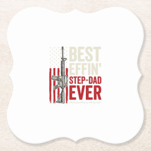 Best Effin Step-Dad Ever Patriotic Vintage Vector_ Paper Coaster