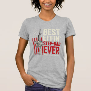 Best Effin Step-Dad Ever Patriotic Vintage Vector_ T-Shirt