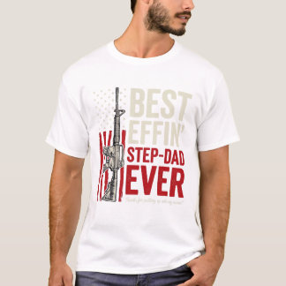 Best Effin Step-Dad Ever Patriotic Vintage Vector_ T-Shirt