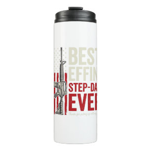 Best Effin Step-Dad Ever Patriotic Vintage Vector_ Thermal Tumbler