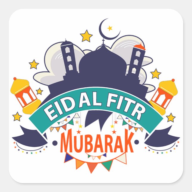 Best Eid Gift For Muslims - Eid Al-Fitr Al Mubarak Square Sticker (Front)