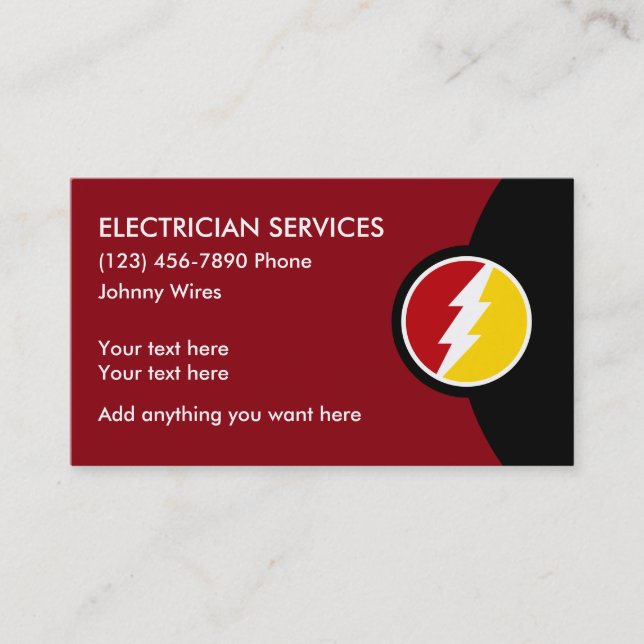 Best Electrician Services Business Cards (Front)