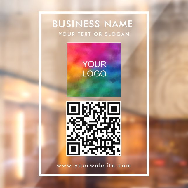 Best Elegant Business Logo Text QR Code Template Window Cling (Sheet 2)