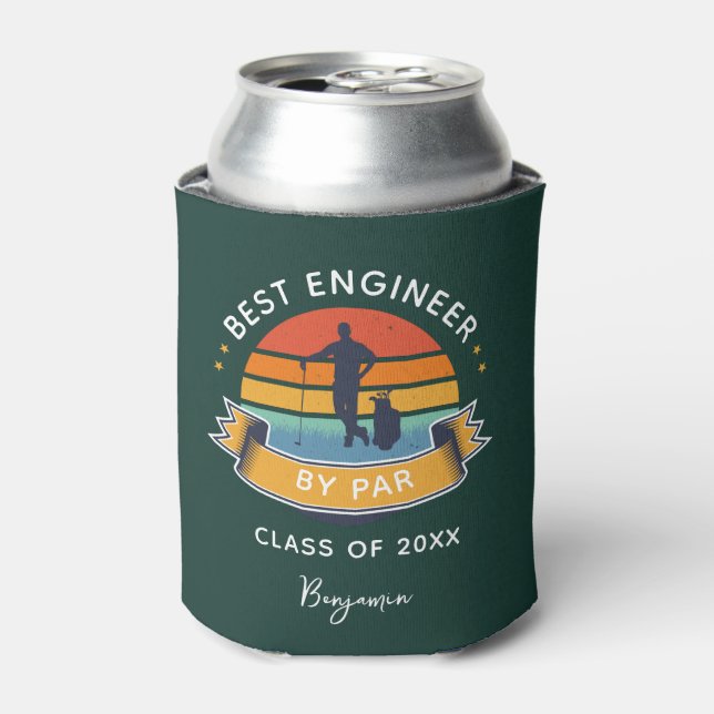 Best Engineer By Par Graduation 2025 Green Custom Can Cooler (Can Front)