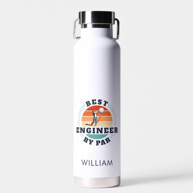 Best Engineer By Par Personalised Birthday Retro Water Bottle (Front)