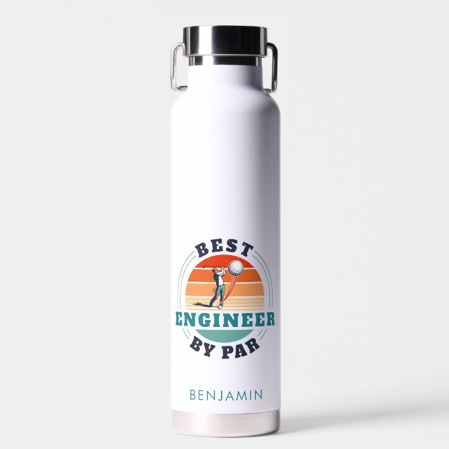 Best Engineer By Par Retro Golf Lover Birthday Water Bottle (Front)