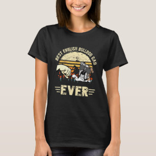 Best English Bulldog Dad Ever Sunset Retro Fathers T-Shirt