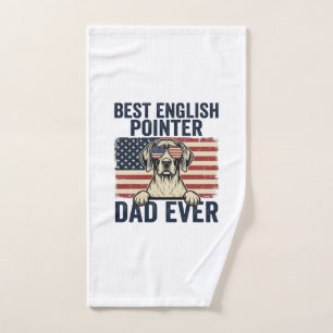 Best English Pointer Dad Ever Patriotic Dog Hand Towel