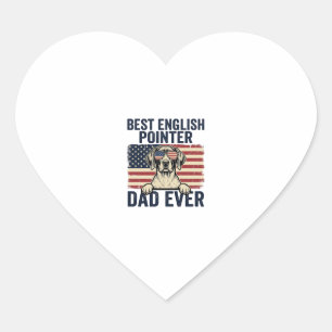Best English Pointer Dad Ever Patriotic Dog Heart Sticker