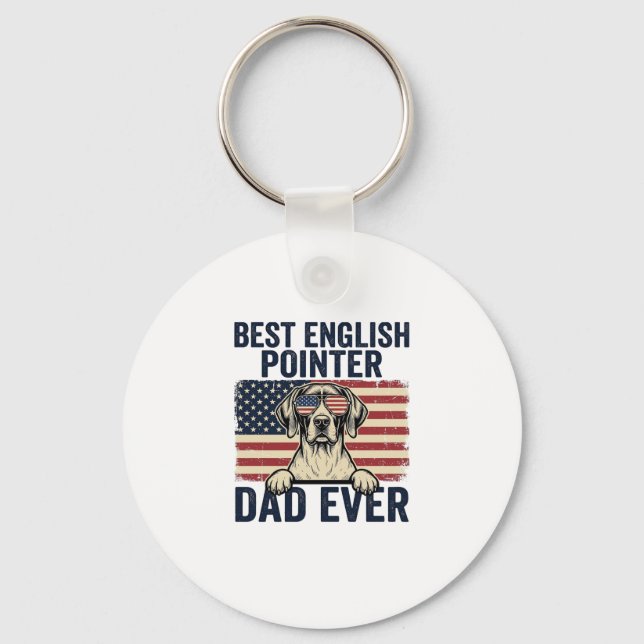Best English Pointer Dad Ever Patriotic Dog Key Ring (Front)