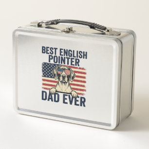 Best English Pointer Dad Ever Patriotic Dog Metal Lunch Box