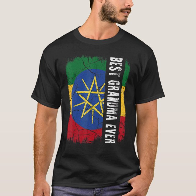 Best Ethiopian Grandma Ever Ethiopia Flag Mother's T-Shirt (Front)